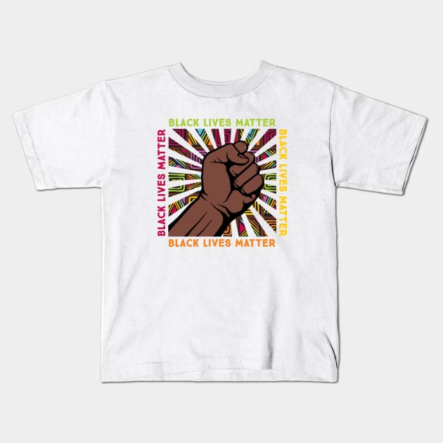 90s Hip Hop Music Black Pride Fist Melanin 90s Throwback BLM Black Pride Kids T-Shirt by teemaniac